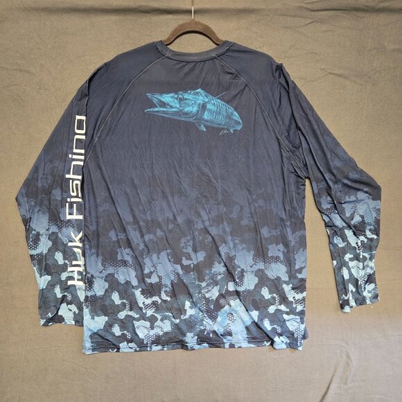 Huk Refraction Fish Fade Pursuit Long Sleeve Performance Fishing Shirt Xxl Blue - Picture 2 of 7